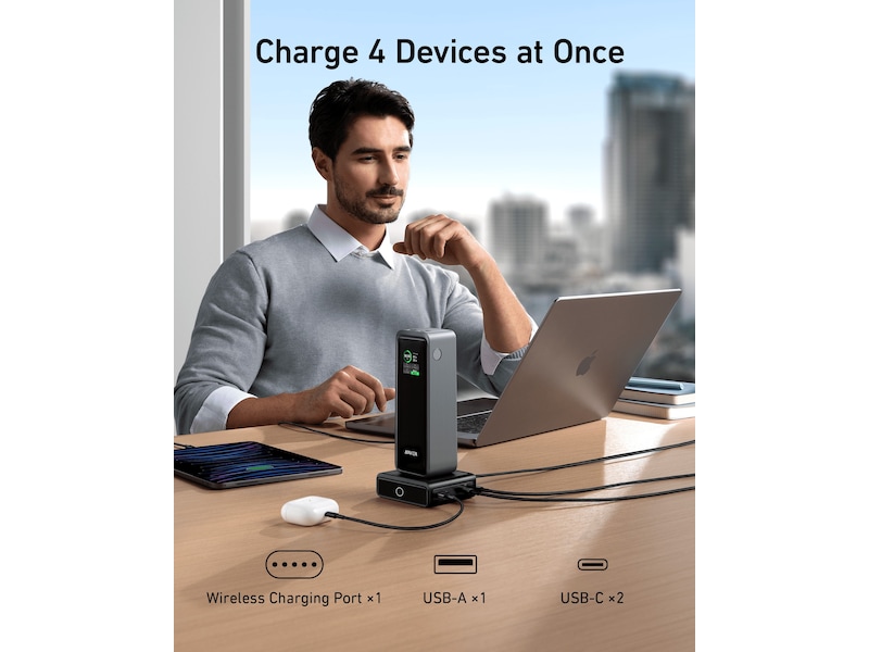 Anker Prime Trådløs ladestasjon (sort) Powerbank