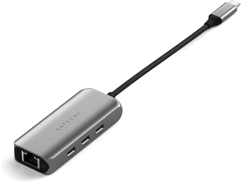 Satechi 4-in-1 USB-C og Ethernet docking (stellargrå) Dockingstasjon & USB-HUB