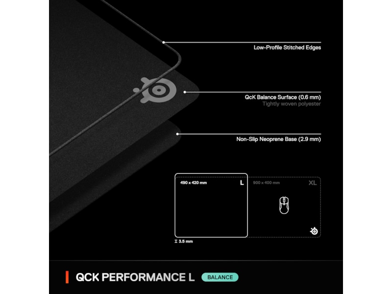 SteelSeries QcK Performance L Balance gamingmusematte Gamingmusematte