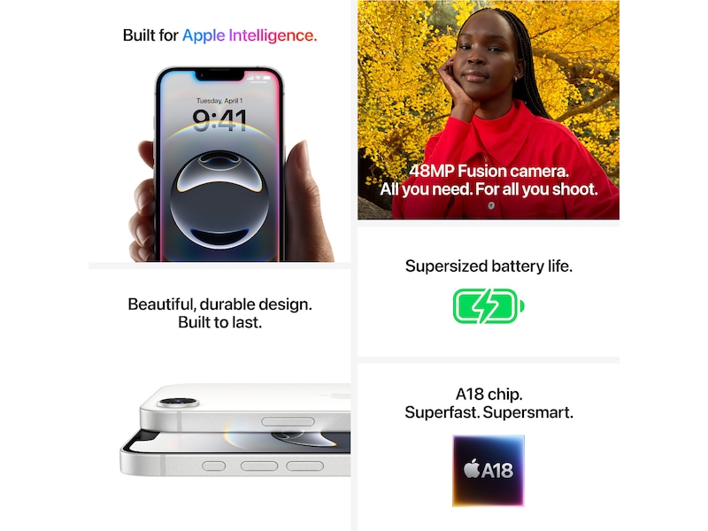 iPhone 16e 256GB (hvit) Mobiltelefoner