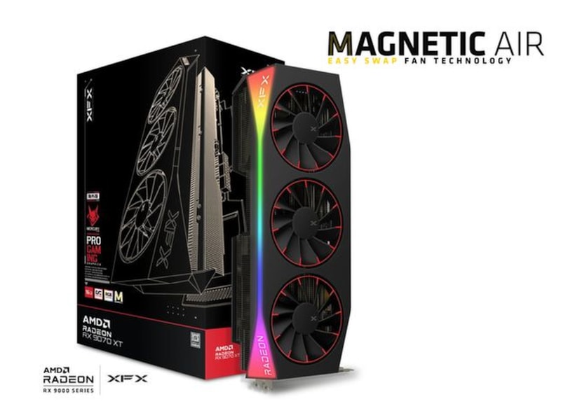 XFX Mercury AMD Radeon RX 9070 XT OC Magnetic Air RGB (sort) Skjermkort