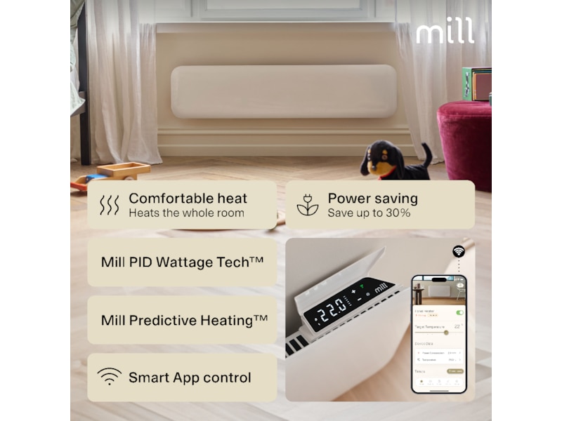 Mill Invisible Smart WiFi Gen 4 panellist 850W Panelovner