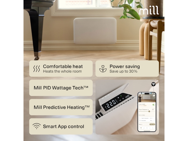 Mill Invisible Smart WiFi Gen 4 panelovn 700W (hvit) Panelovner