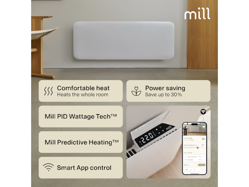 Mill Invisible Smart WiFi Gen 4 panelovn 1300W (hvit) Panelovner