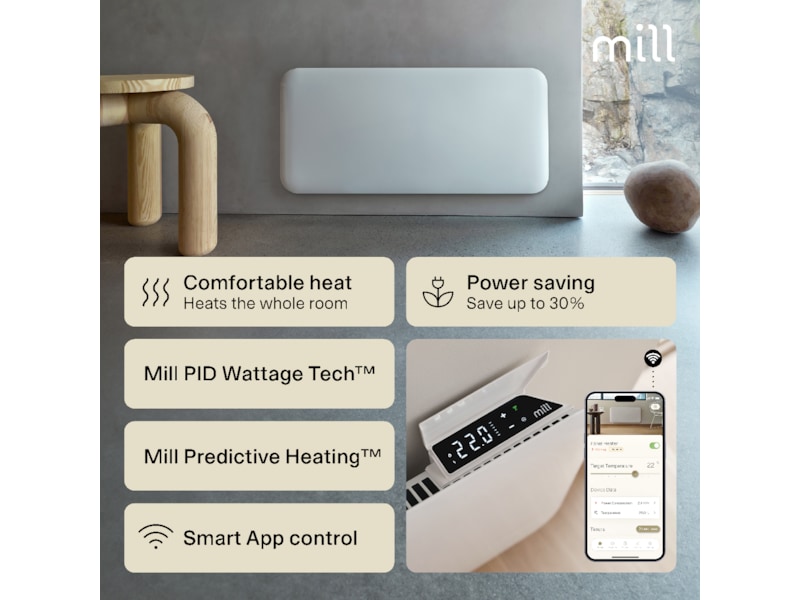 Mill Invisible Smart WiFi Gen 4 panelovn 1000W Panelovner