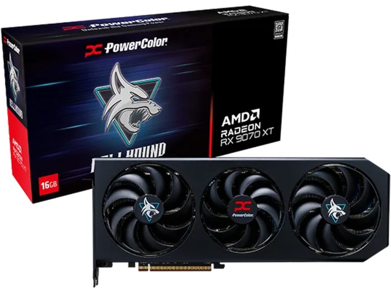 PowerColor Hellhound AMD Radeon RX 9070 XT (sort) Skjermkort