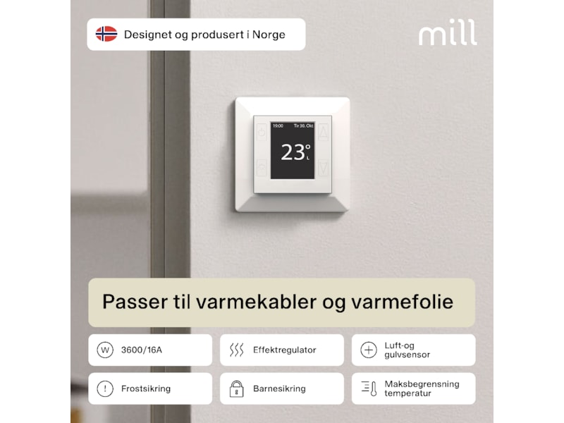 Mill Smart WiFi Gulvtermostat (matt hvit) Tilbehør til varme