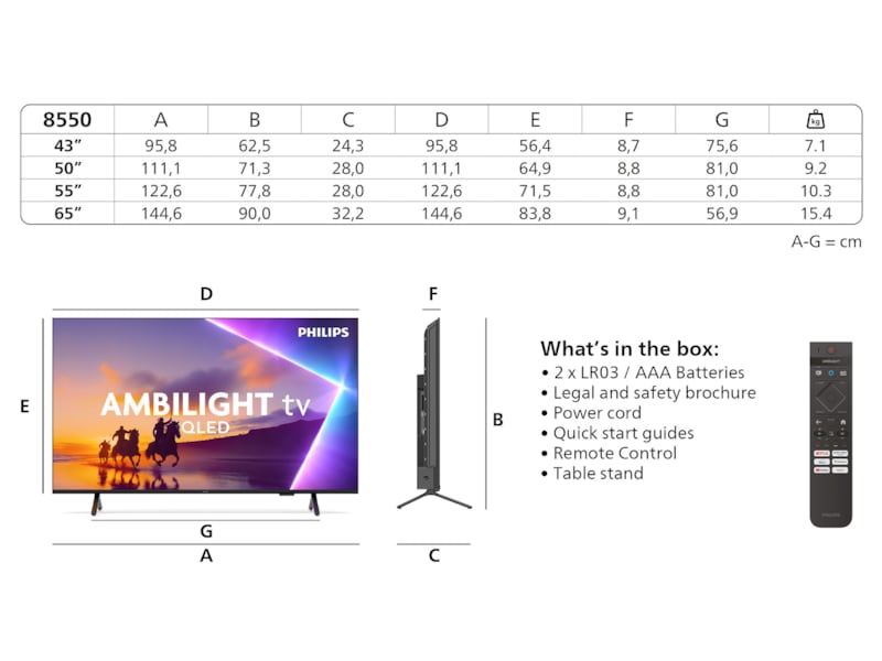 Philips 65" PUS8550/12 QLED Smart Ambilight TV (2025) 60 - 69 tommer TV