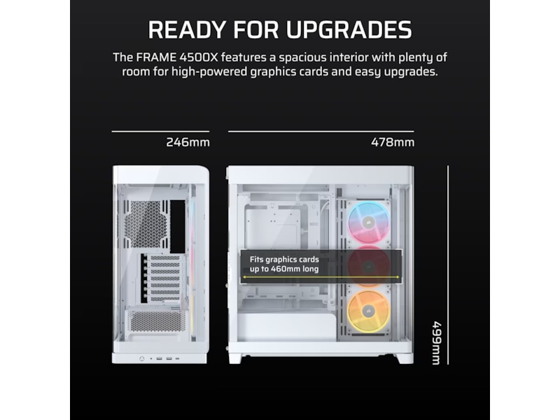 Corsair FRAME 4500X LX-R RGB Mid Tower (hvit) Midi tower
