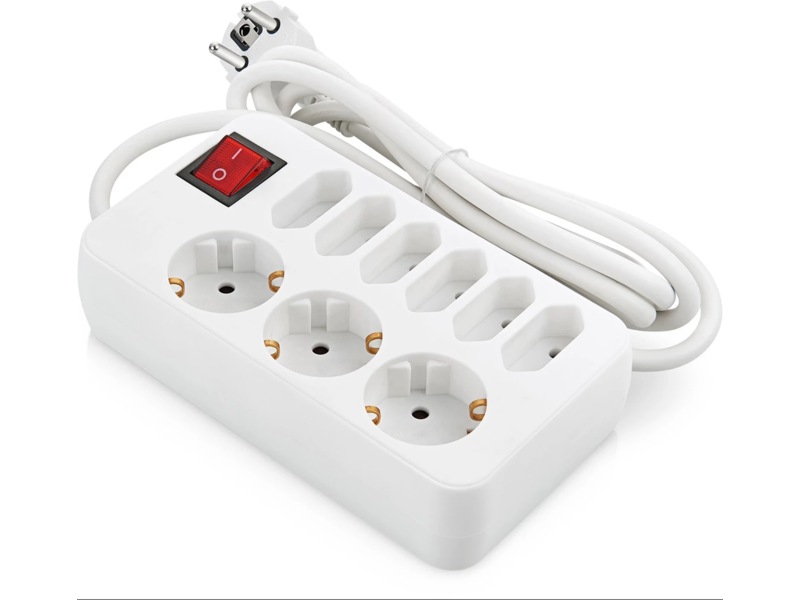 Extension lead 9-way with switch, 2m Skjøtekabel & forgrener