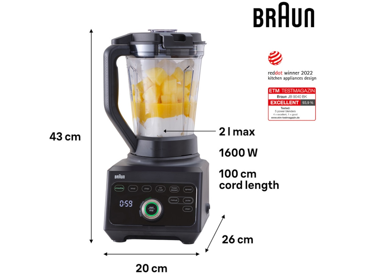 Braun Powerblend 9 Kanneblender JB 9040 (sort) Blendere
