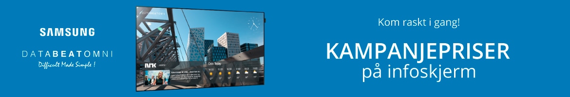 Kampanjepriser på infoskjerm.