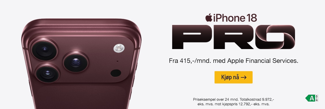 Kjøp nyheten iPhone 18 pro nå. Les mer om iPhone 18 Pro her.