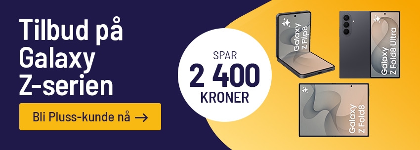 Tilbud på Galaxy Z-serien for Pluss-kunder, til tilbudene her