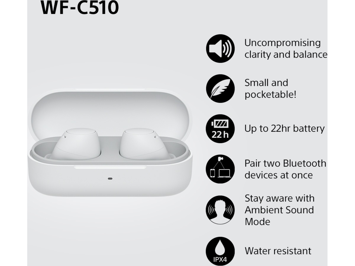 Sony WF-C510 Trådløse ørepropper, In-ear (hvit) Ørepropper