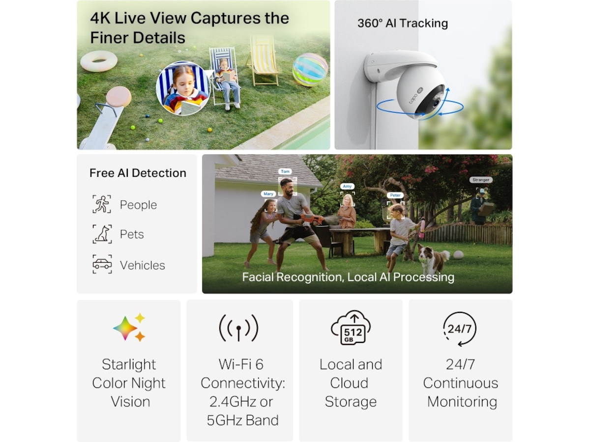 TP-Link Tapo C560WS 4K utendørs overvåkningskamera Overvåkningskameraer