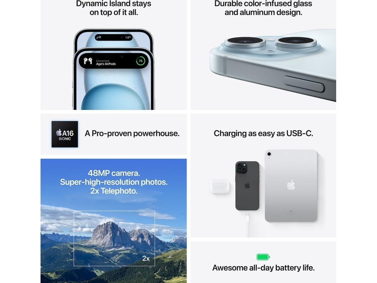 iPhone 15 128GB (blå) Mobiltelefoner