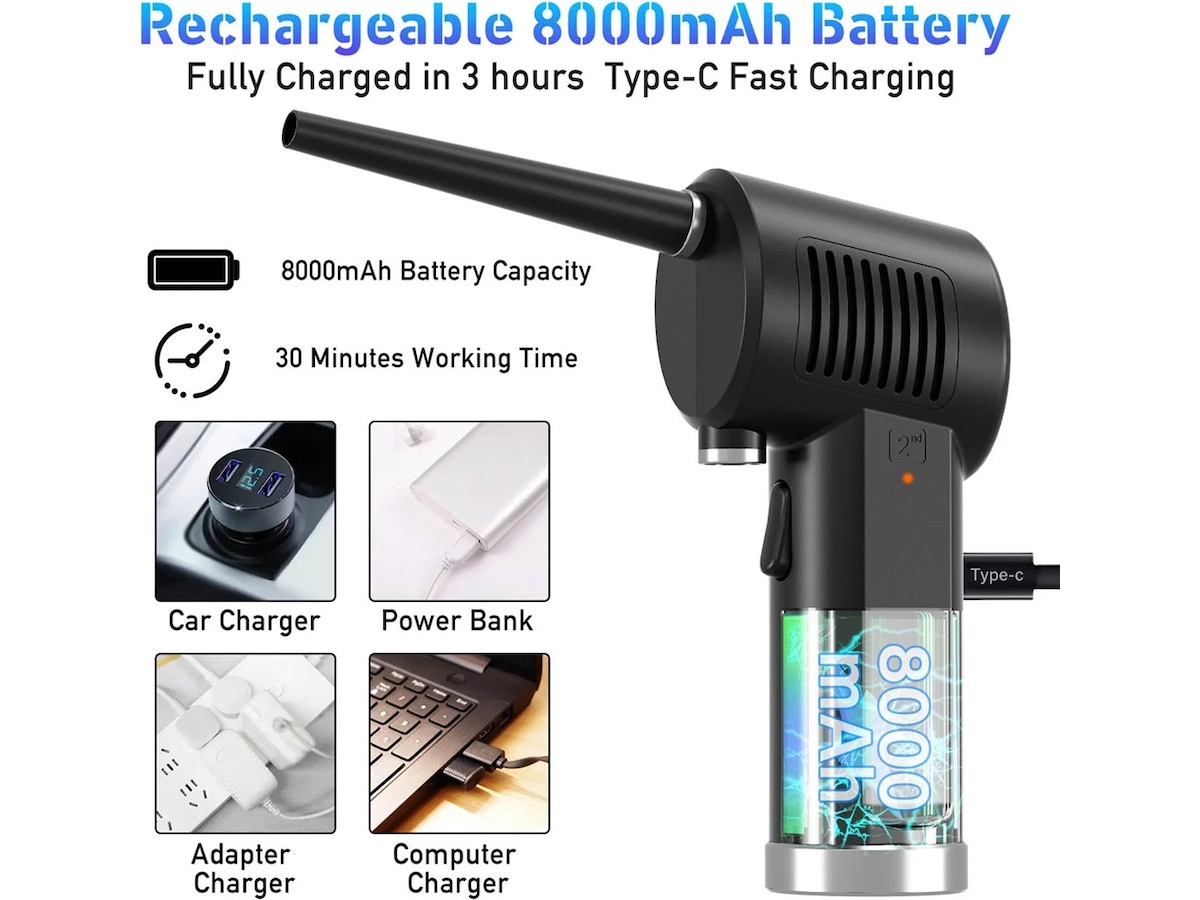 Mission SG 75W støv- og luftblåser (sort) Rens