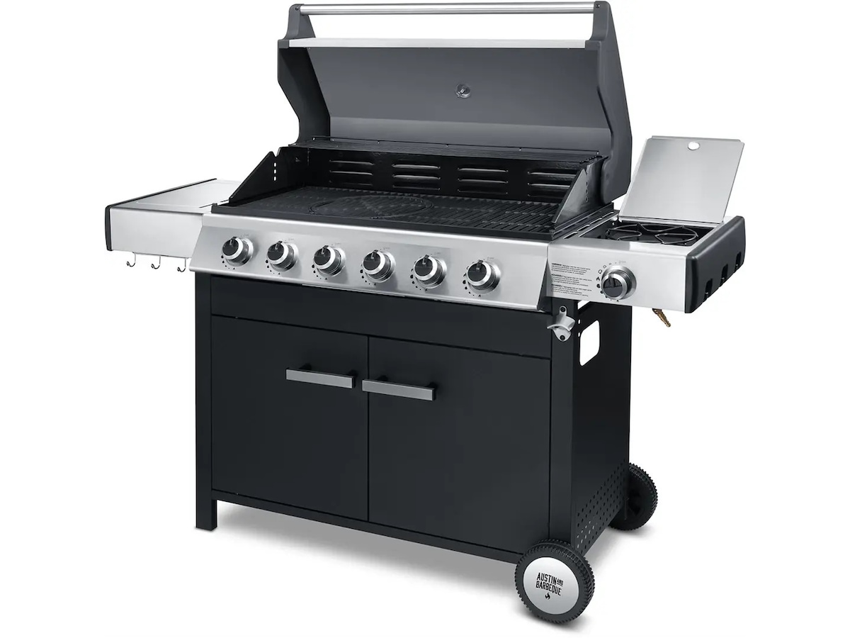 Austin and Barbeque Klassisk gassgrill med seks brennere og sidebord Grill
