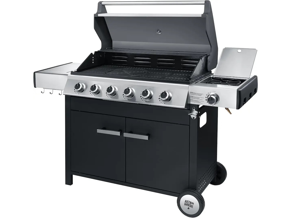 Austin and Barbeque Klassisk gassgrill med seks brennere og sidebord Grill