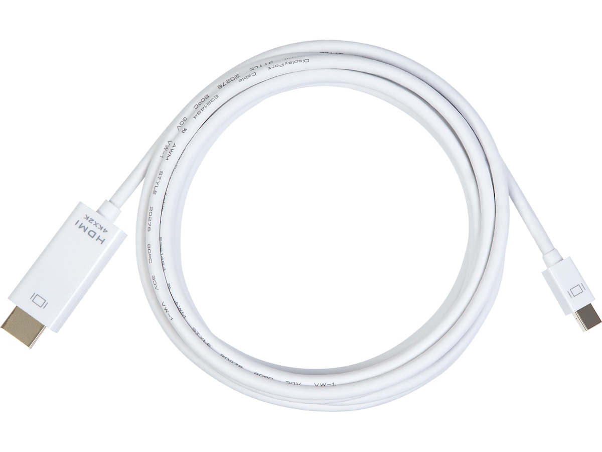 Mini DP til HDMI kabel 3m (hvit)