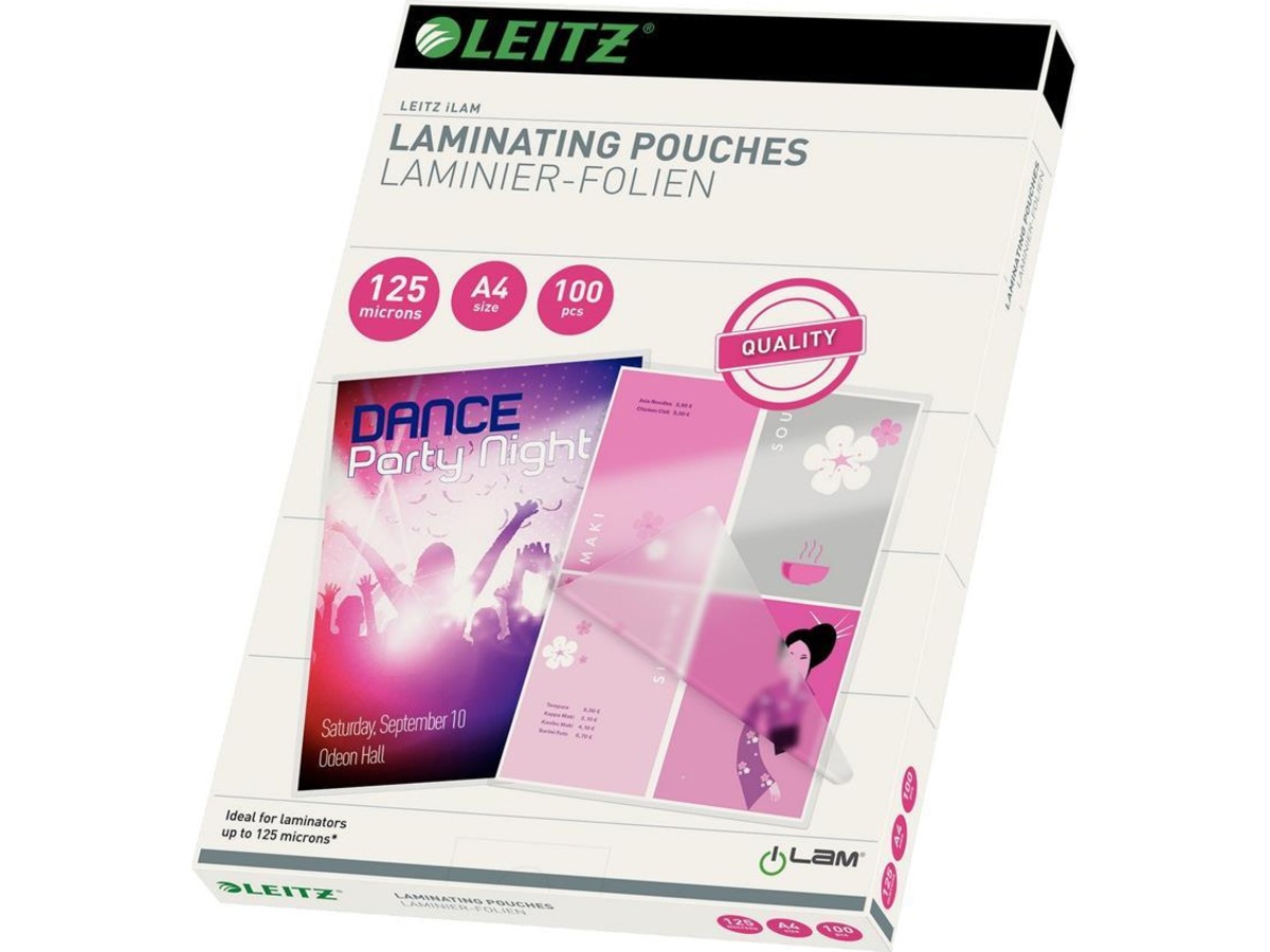Leitz lamineringslomme A4 125my - 100stk Lamineringsmaskiner