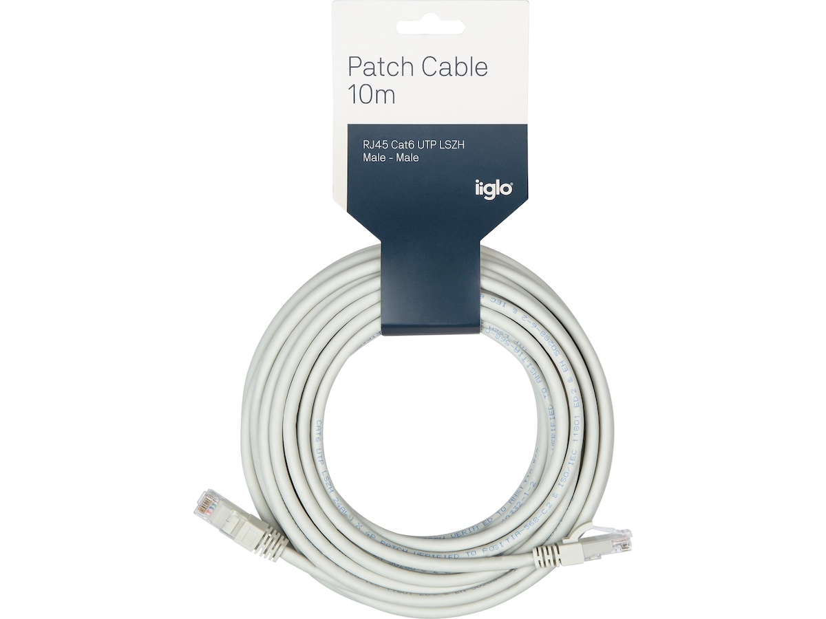 Nettverkskabel Cat6 grå 10m Nettverkskabler