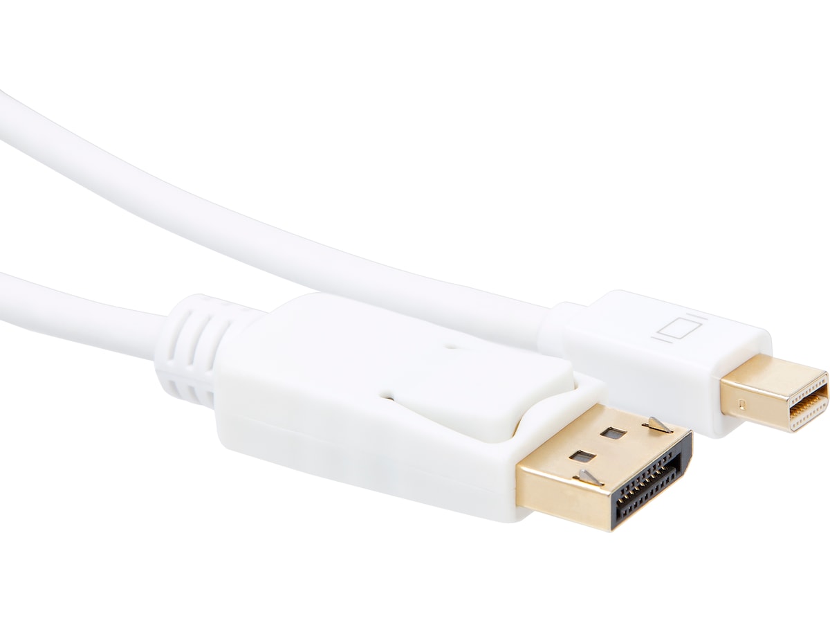 MiniDP til Displayport kabel 5m (hvit) Monitorkabler