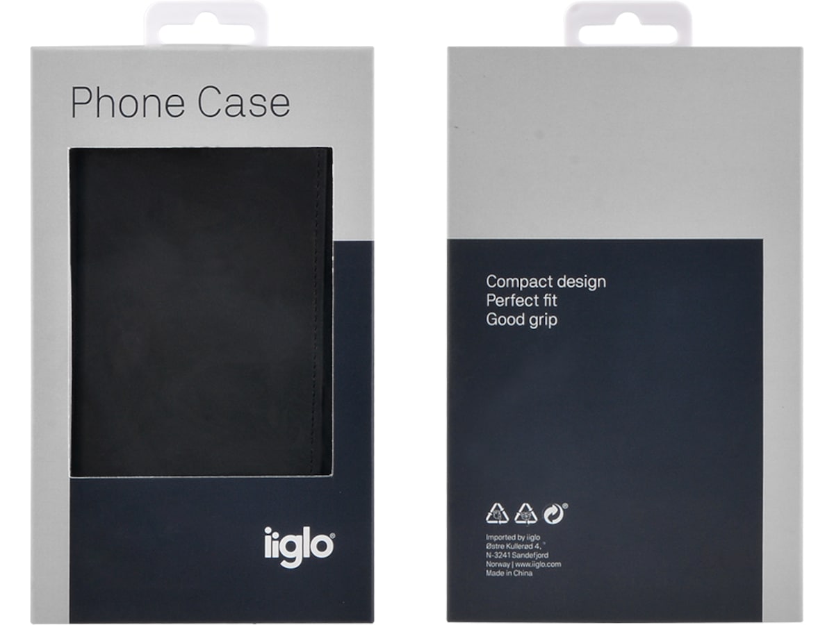 iiglo iPhone 12 / 12 Pro Lommebokdeksel (sort) Deksel til mobiltelefon