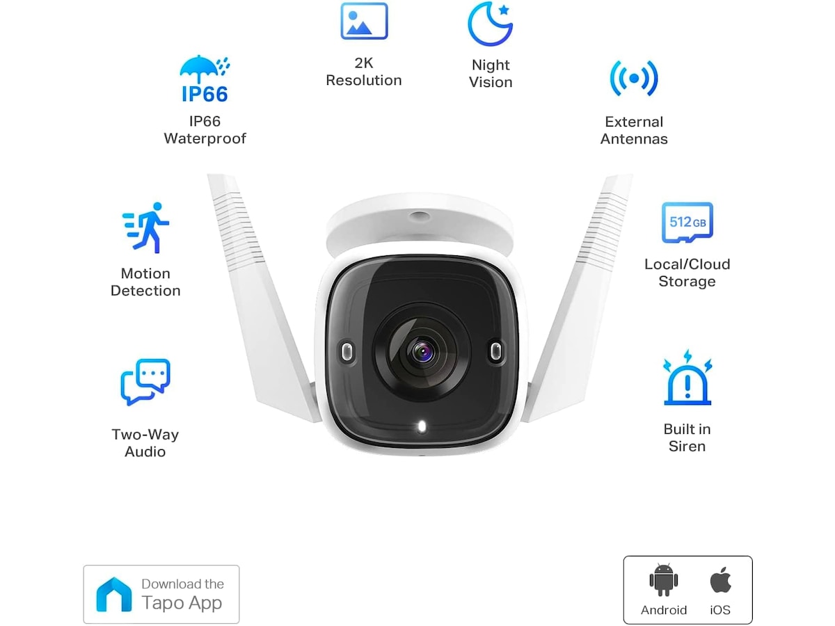 TP-Link Tapo C310 WiFi utendørs overvåkningskamera (hvit) Overvåkningskameraer