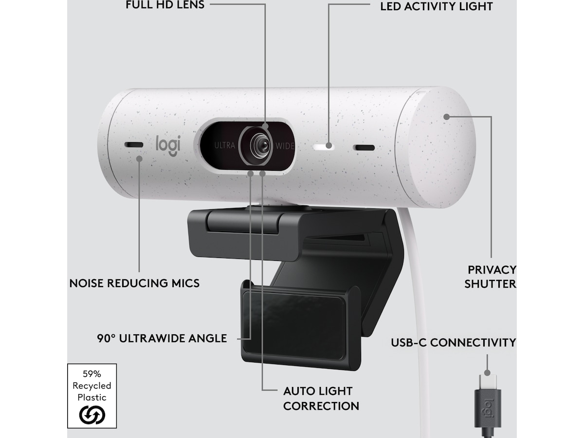 Logitech Brio 500 webkamera (off-white) Webkamera