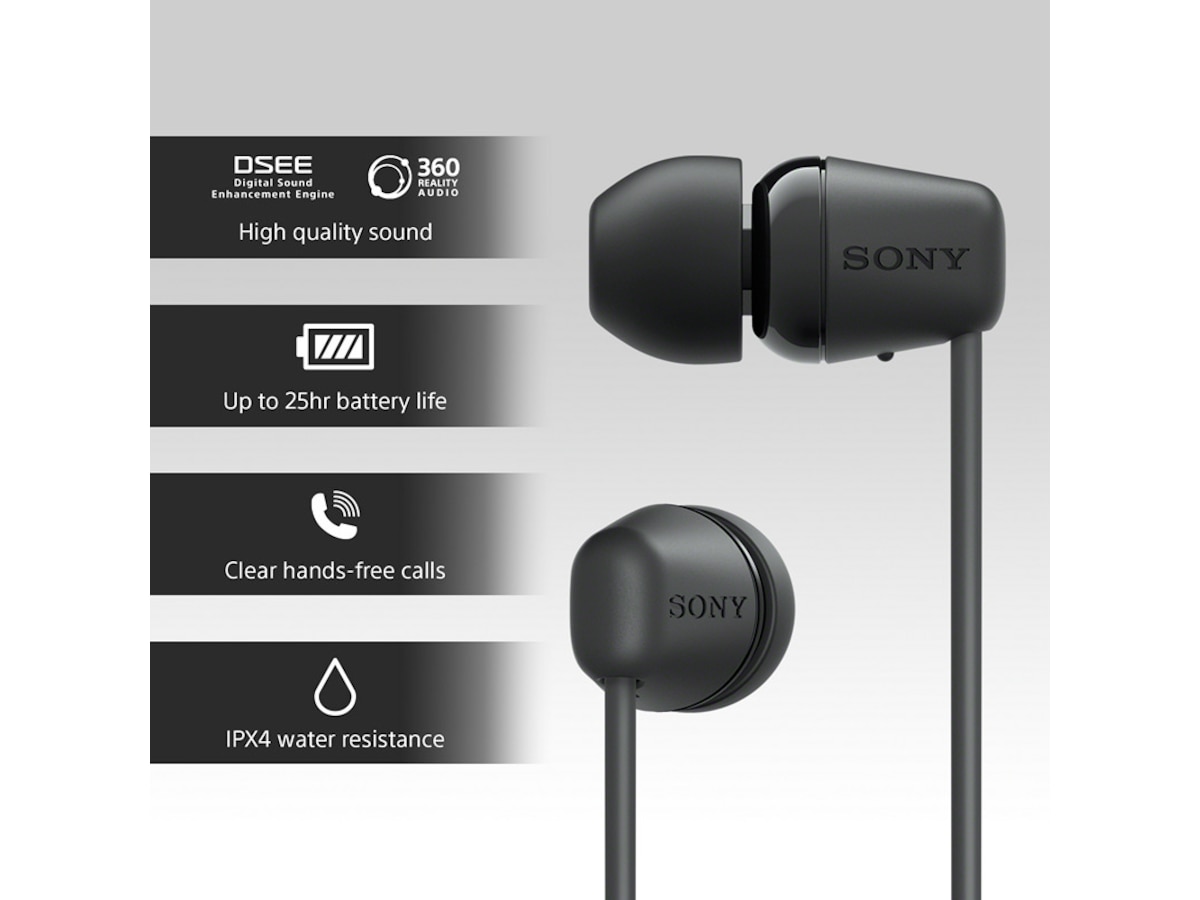 Sony WI-C100 Trådløse hodetelefoner, In-Ear (sort) Ørepropper