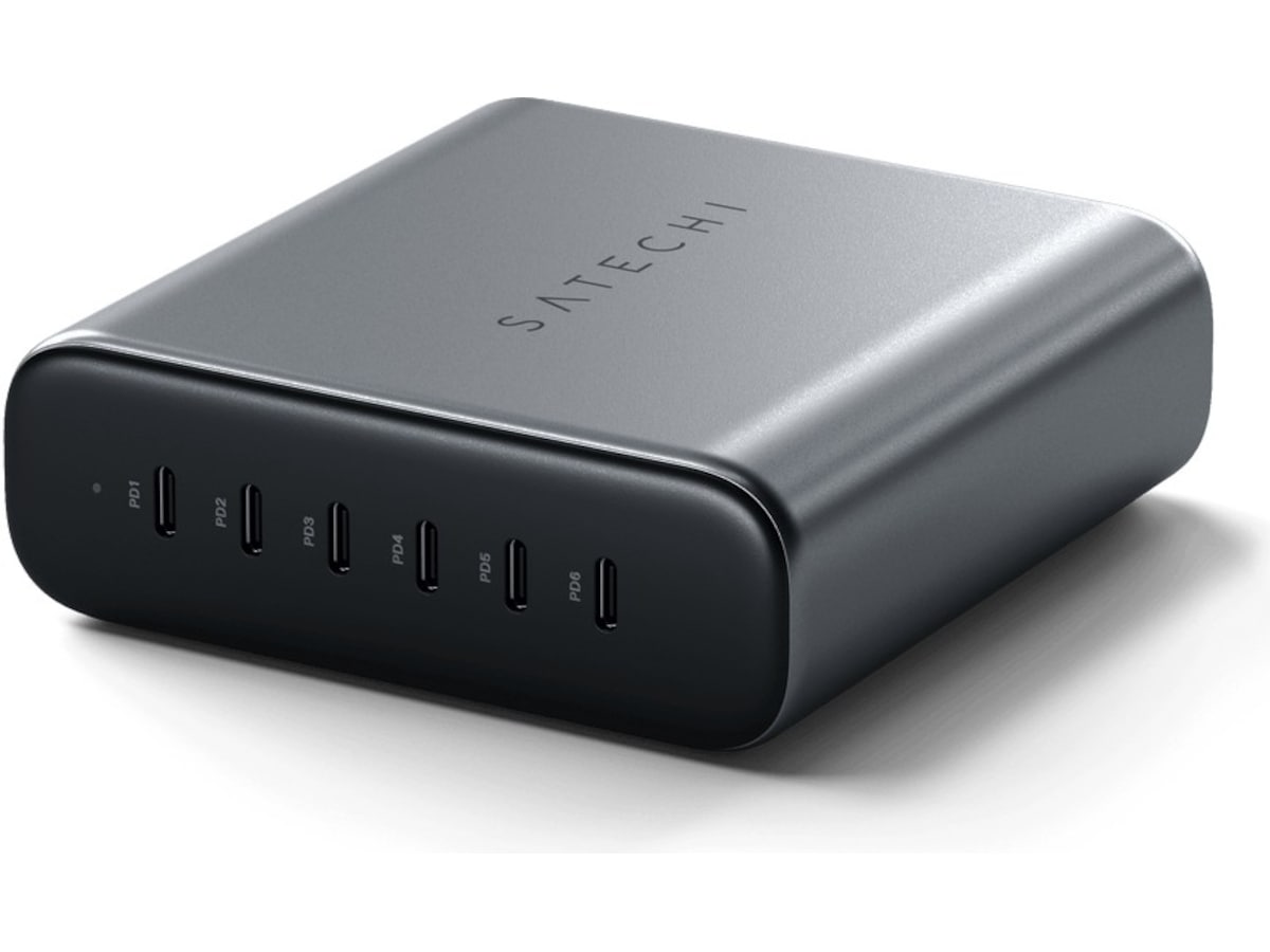 Satechi GaN 6Port 200W Ladestasjon (space gray) Mobilladere