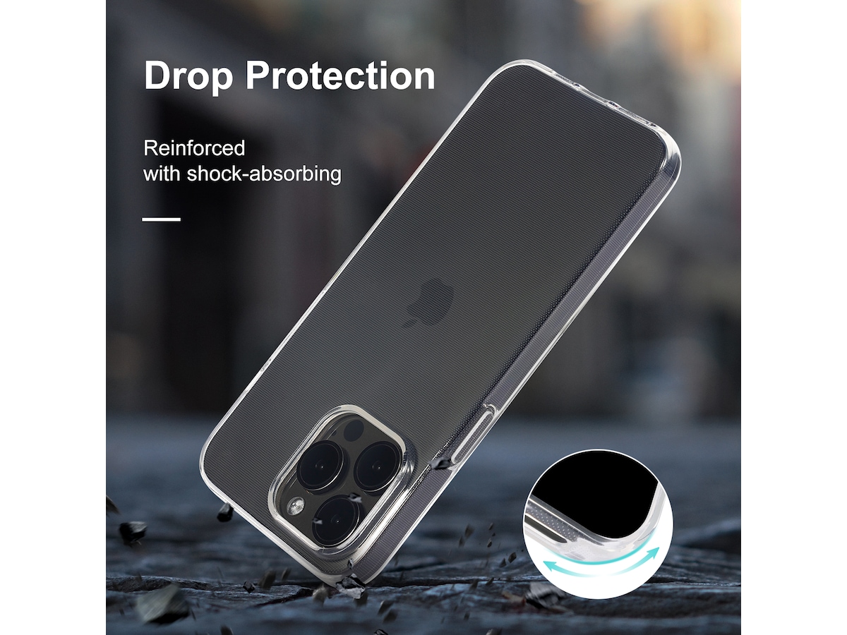 iiglo iPhone 15 Pro Max Silikondeksel (gjennomsiktig) Deksel til mobiltelefon