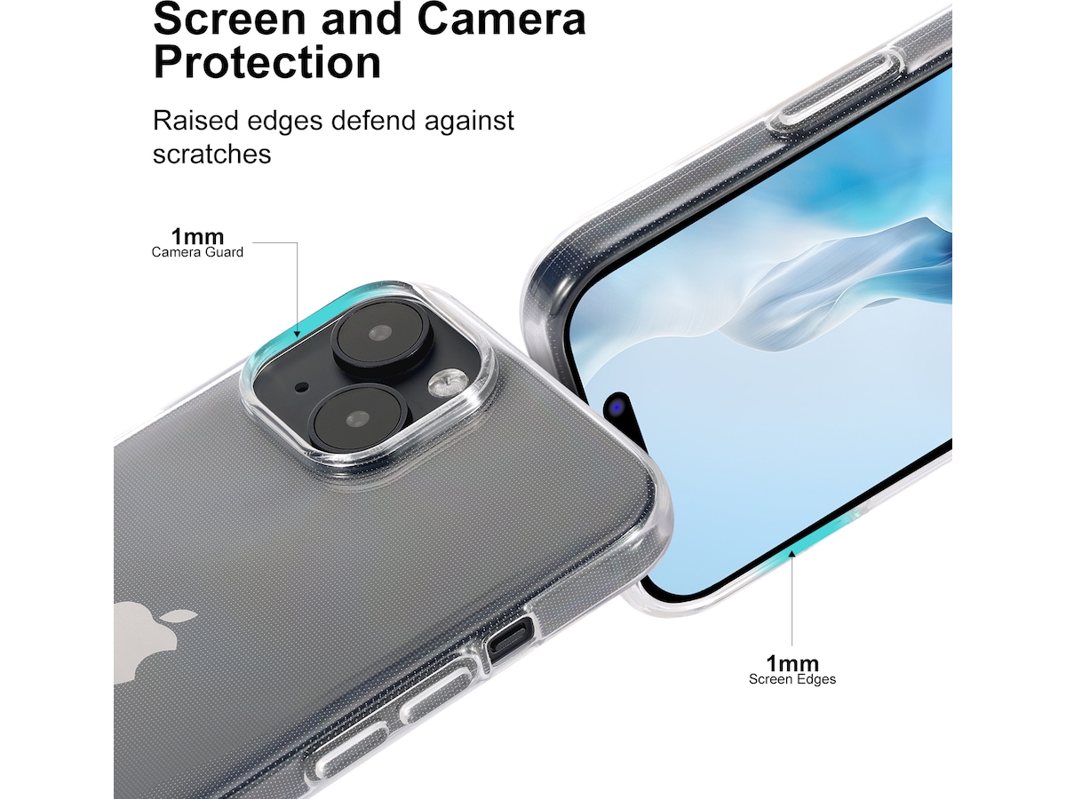 iiglo iPhone 15 / 14 Silikondeksel (gjennomsiktig) Deksel til mobiltelefon