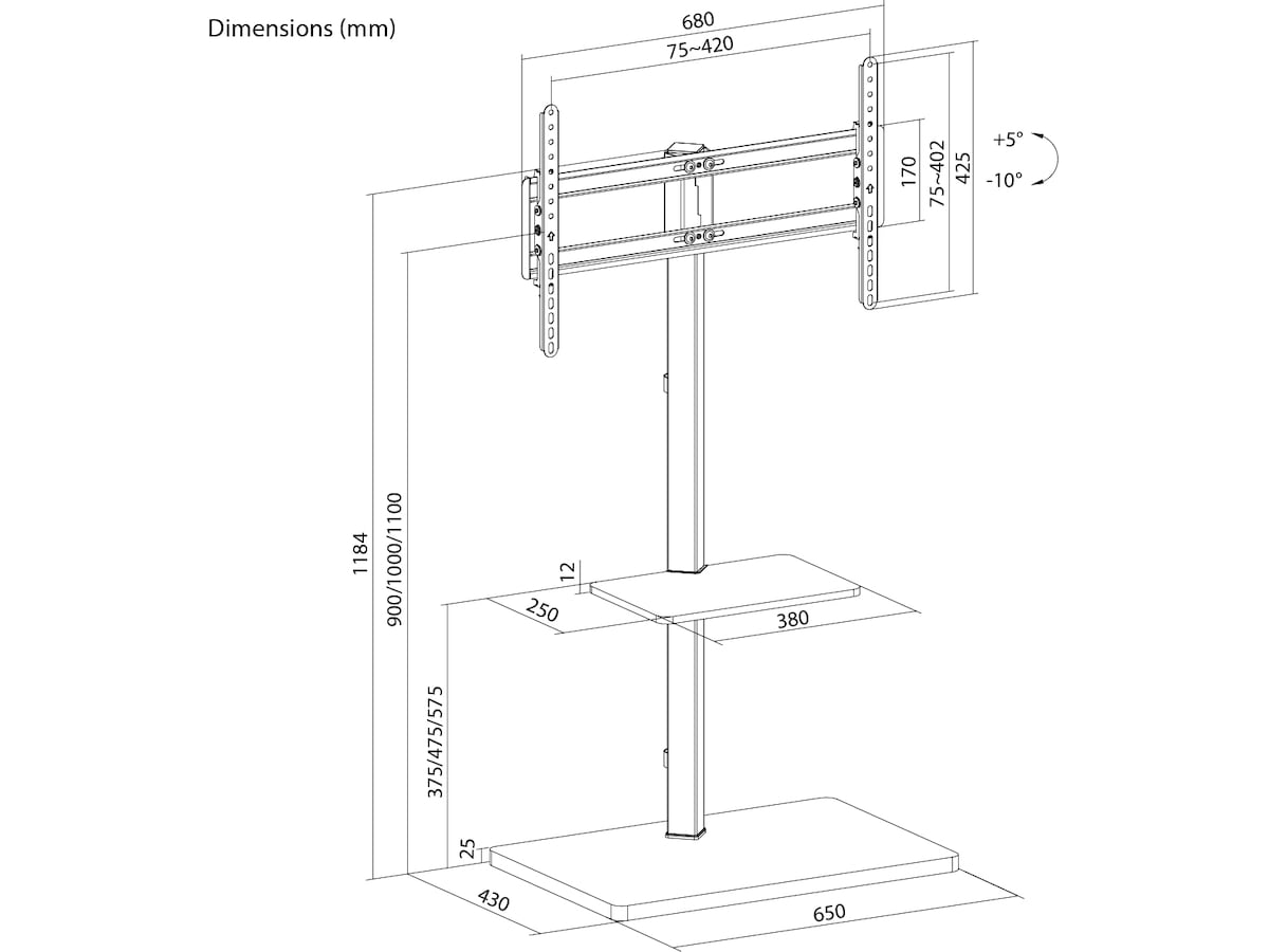 Andersson TV gulvstativ 37-75" Veggfeste & TV-stativ