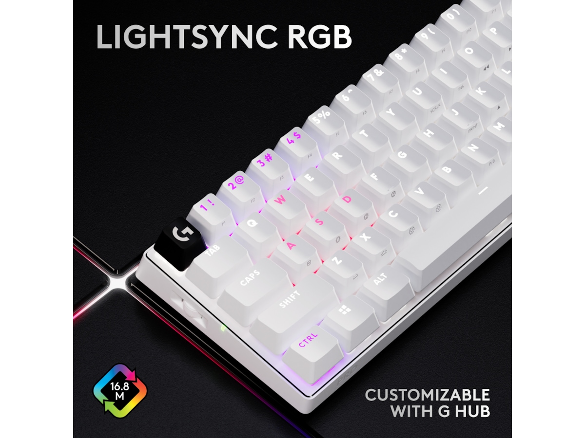 Logitech G Pro X 60 Lightspeed Tactile trådløst gamingtastatur (hvit) Gamingtastatur