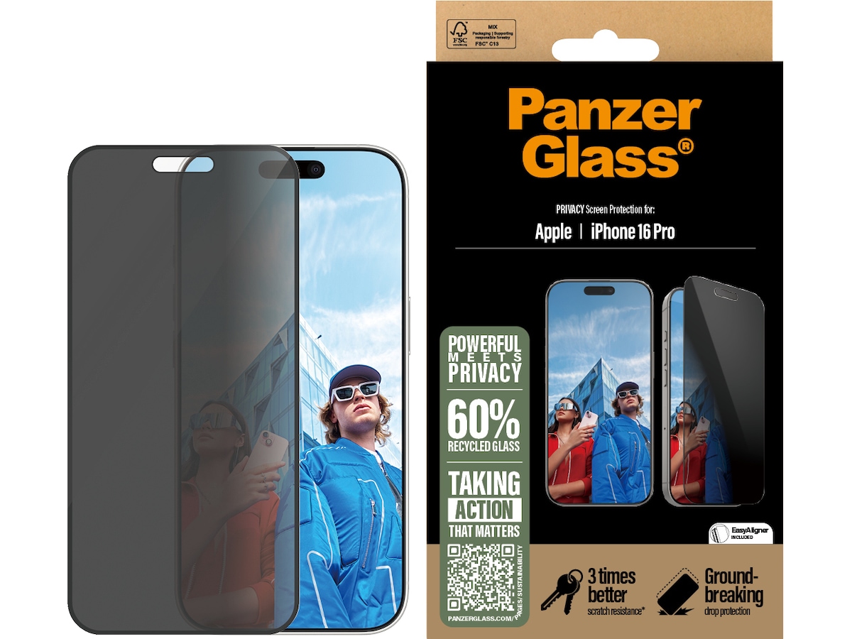 PanzerGlass iPhone 16 Pro Privacy skjermbeskytter Skjermbeskyttelse