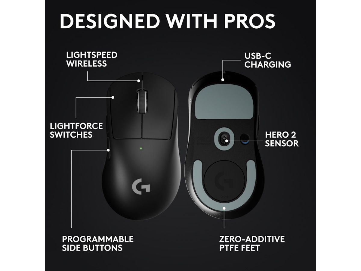 Logitech G Pro X Superlight 2 DEX trådløs gamingmus (sort) Gamingmus