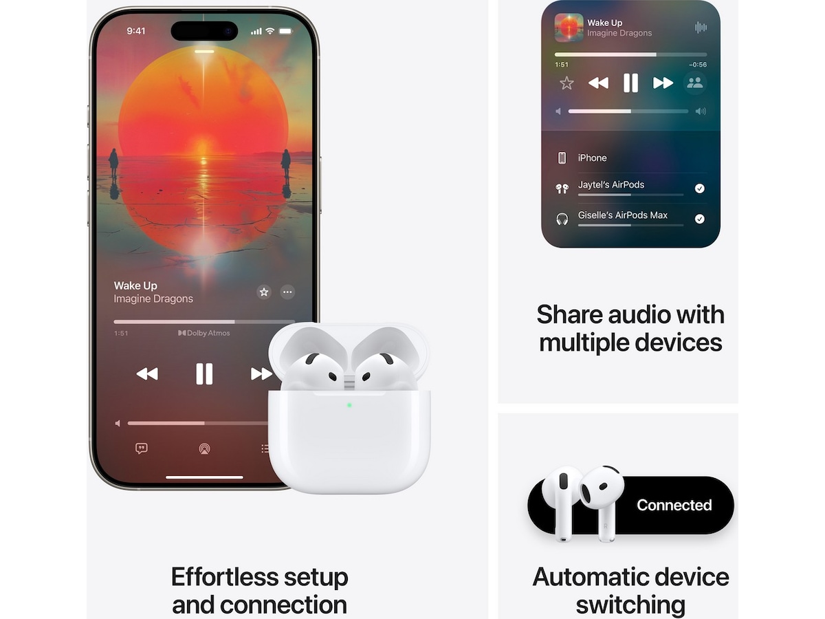 Apple AirPods 4 med støyreduksjon trådløse ørepropper, in-ear (hvit) Ørepropper