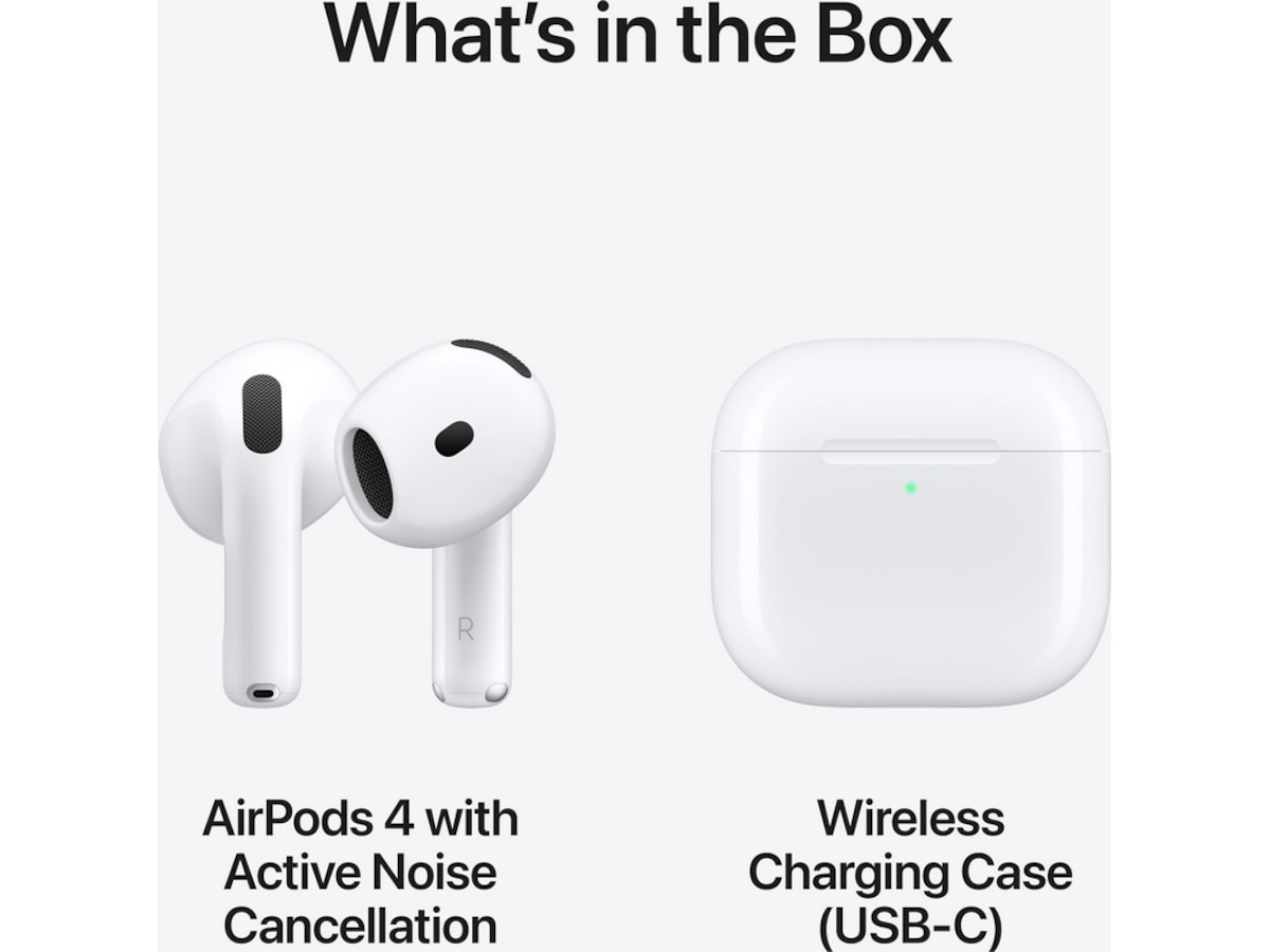 Apple AirPods 4 med støyreduksjon trådløse ørepropper, in-ear (hvit) Ørepropper