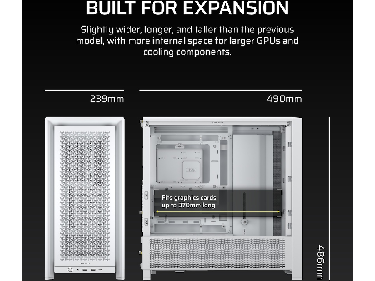Corsair FRAME 4000D Mid-Tower (hvit) Midi tower
