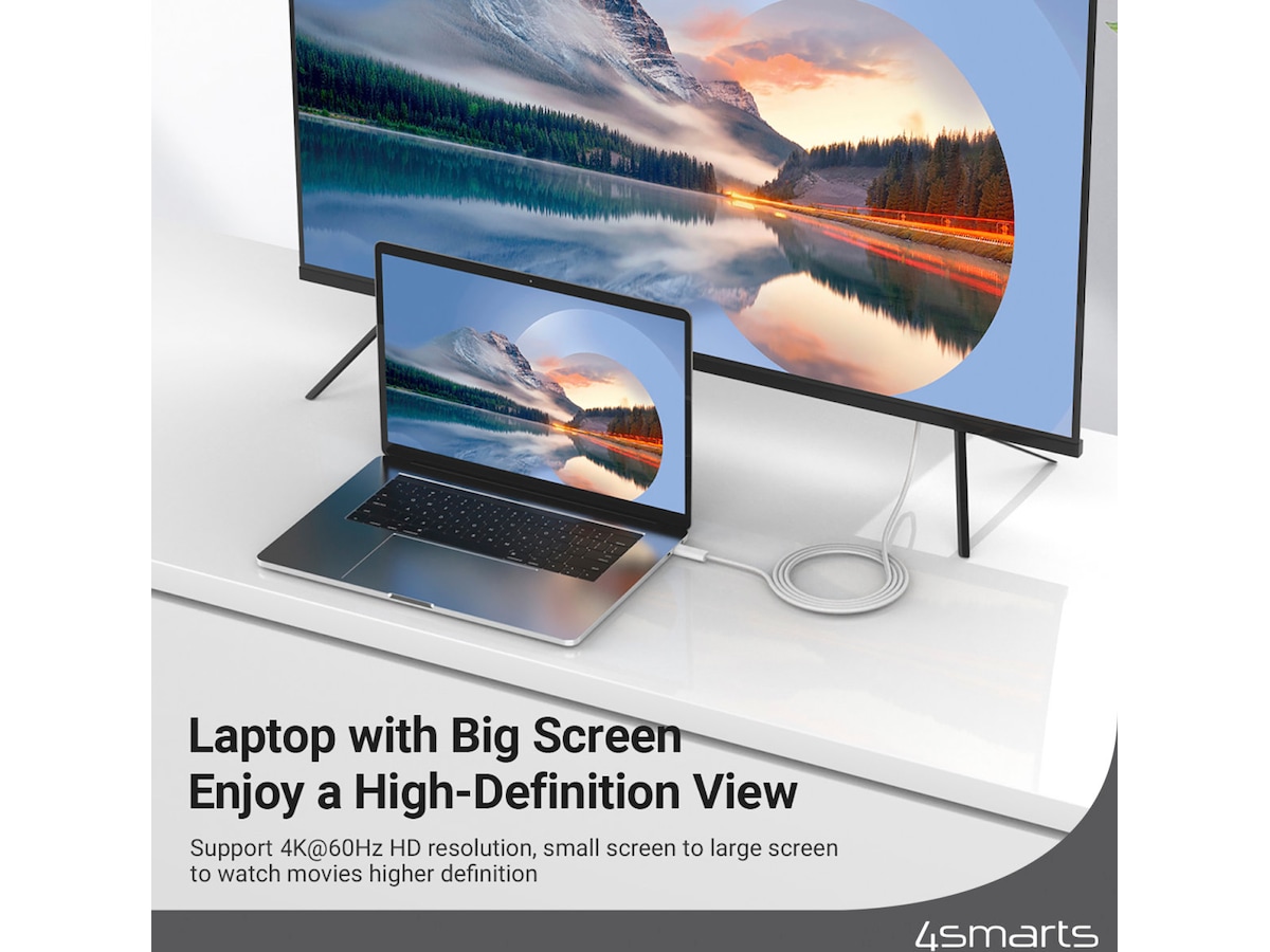 4smarts USB-C til HDMI kabel 2m (hvit) USB-kabler