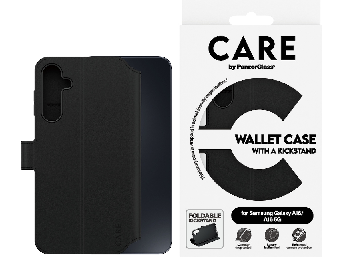 PanzerGlass CARE Galaxy A16/A16 5G Lommebokdeksel (sort) Deksel til mobiltelefon