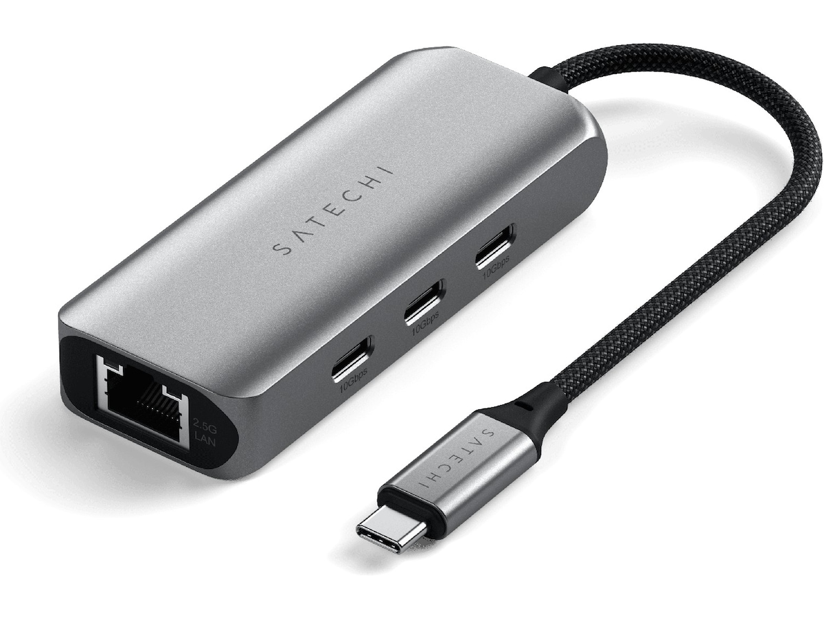 Satechi 4-in-1 USB-C og Ethernet docking (stellargrå) Dockingstasjon & USB-HUB