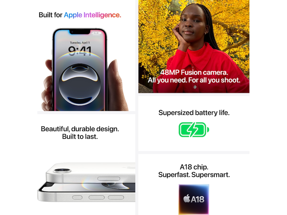 iPhone 16e 128GB (sort) Mobiltelefoner