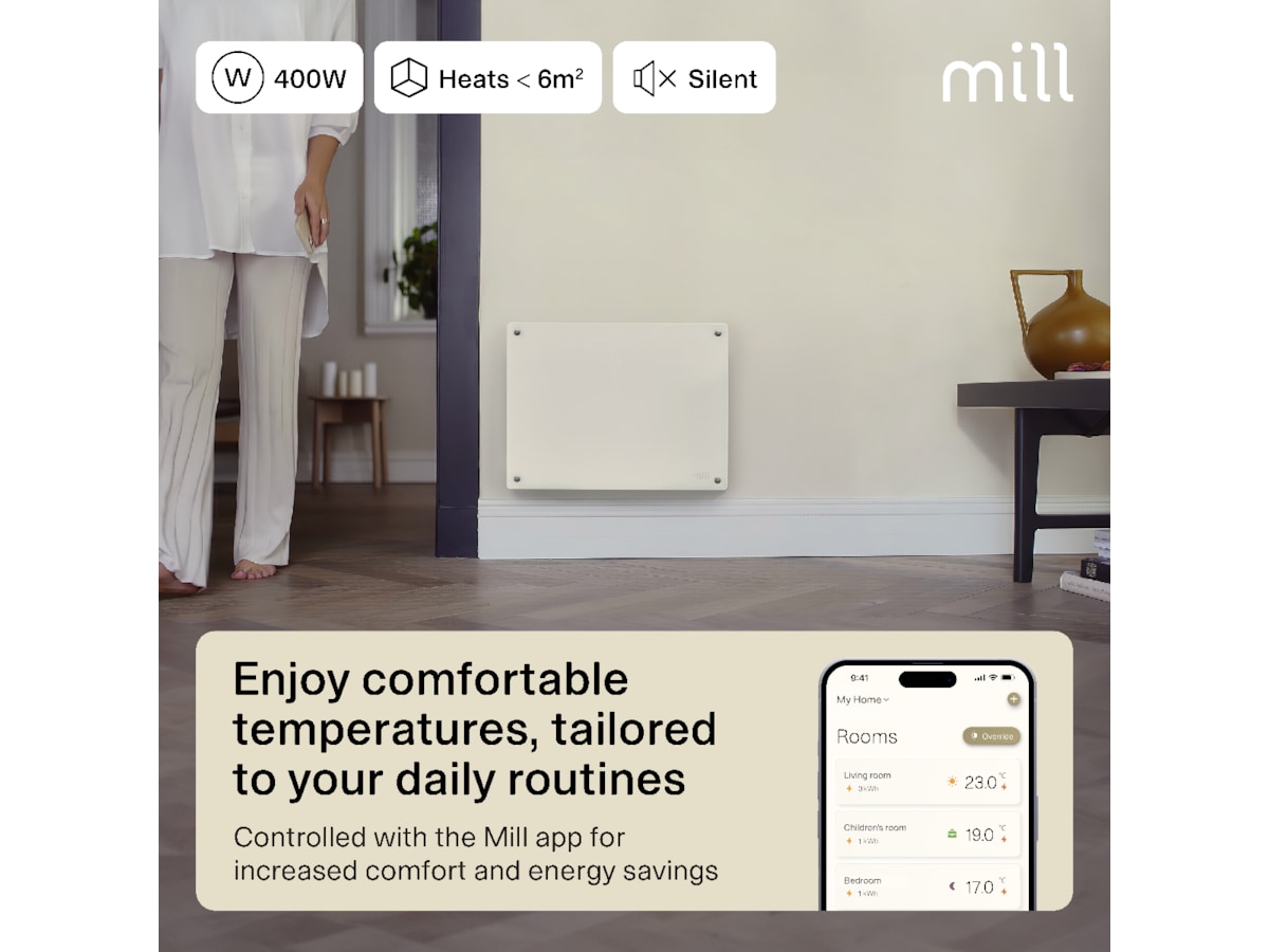 Mill Glass Smart WiFi Gen 4 panelovn 400W Panelovner