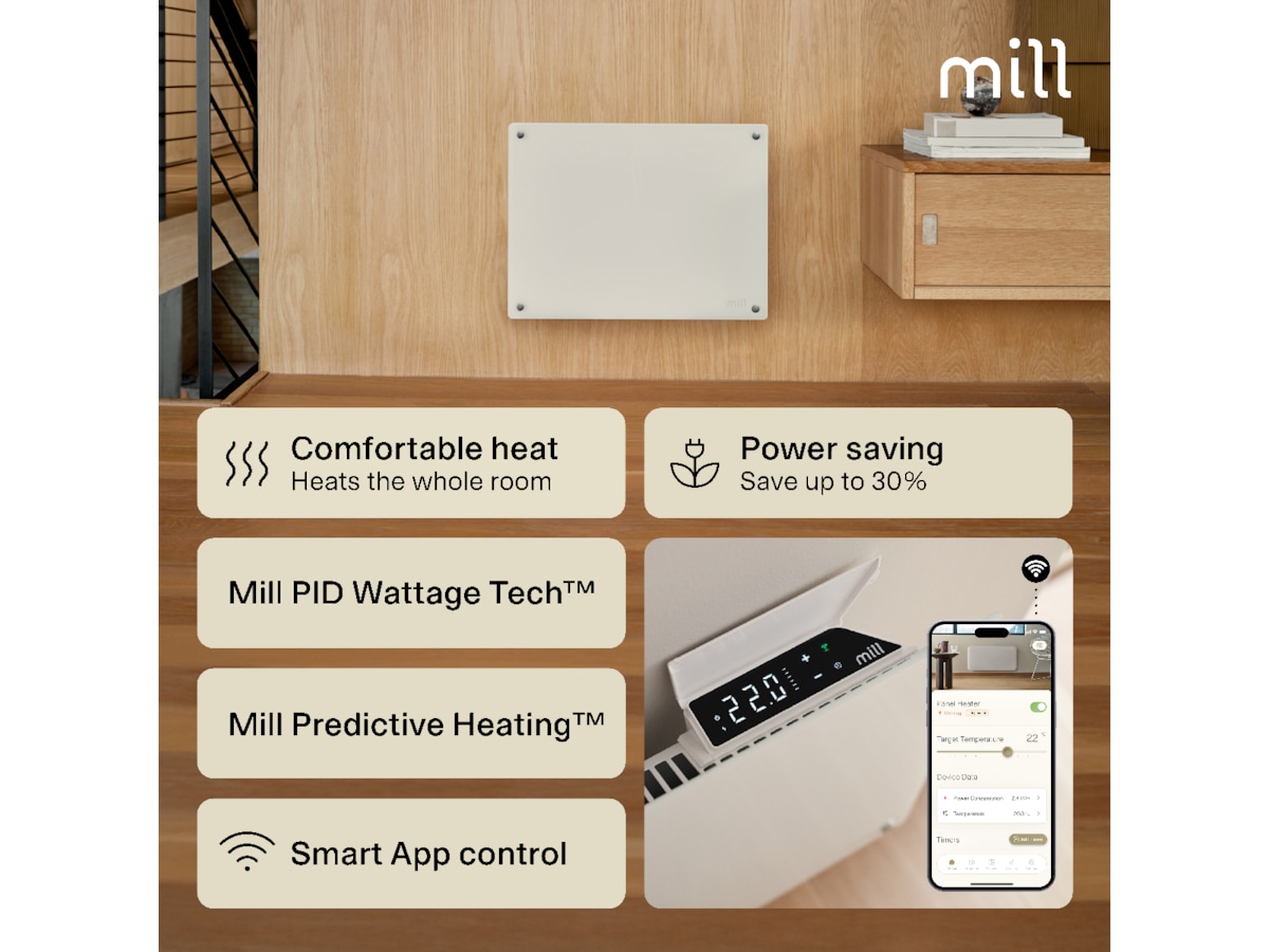 Mill Glass Smart WiFi Gen 4 panelovn 400W Panelovner