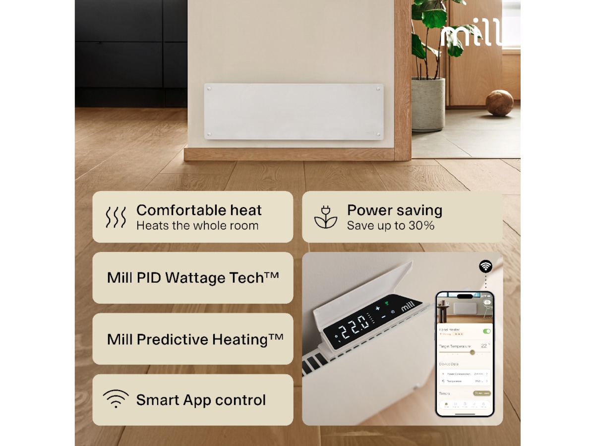 Mill Glass Smart WiFi Gen 4 panelovn 500W Panelovner