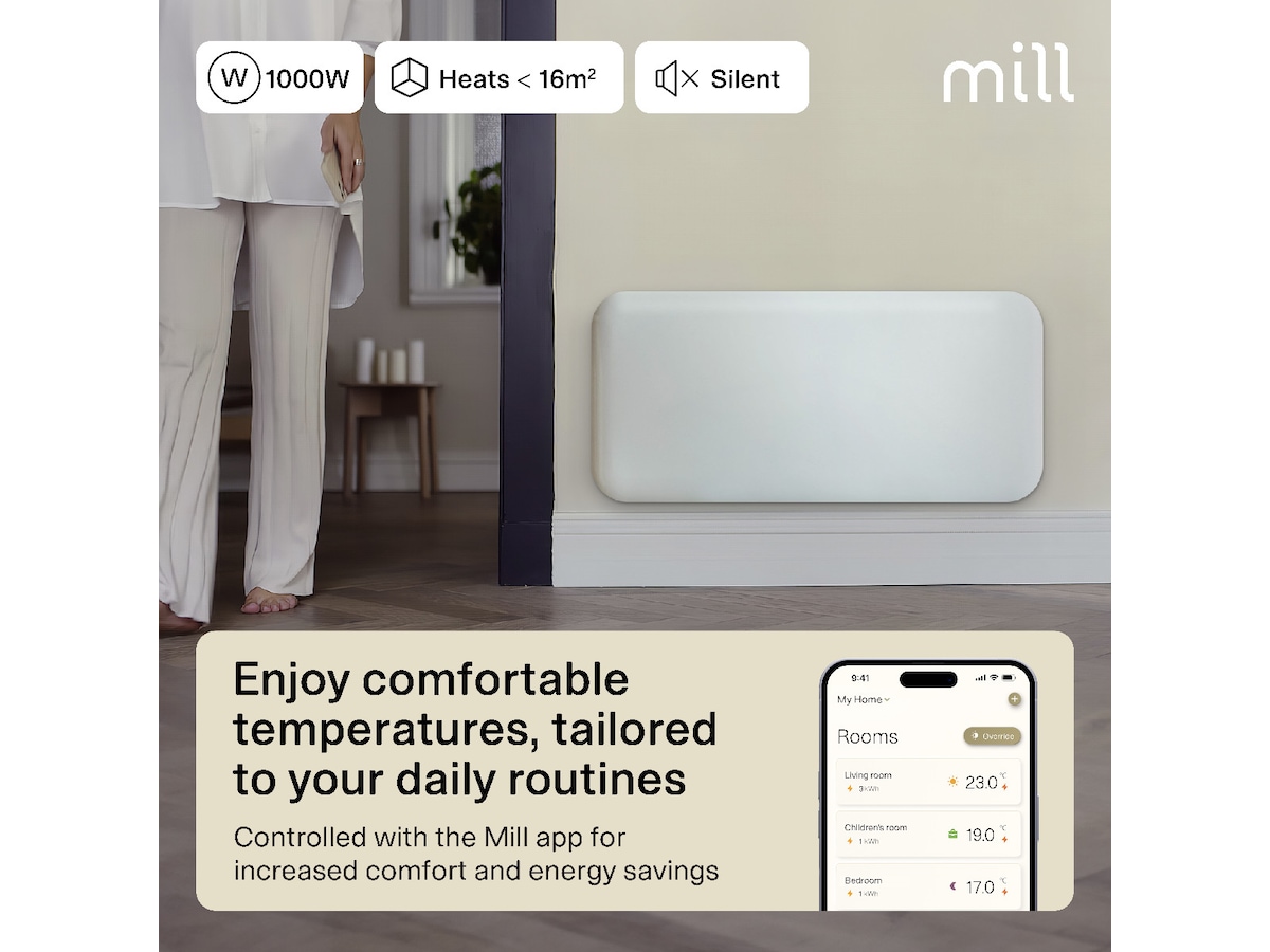 Mill Invisible Smart WiFi Gen 4 panelovn 1000W Panelovner